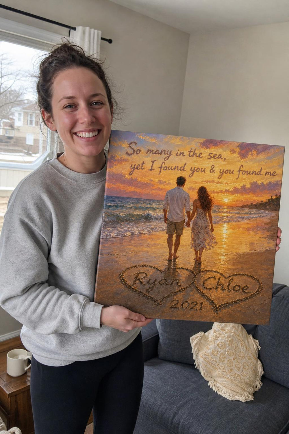 You & Me couples canvas in a customer's home 1