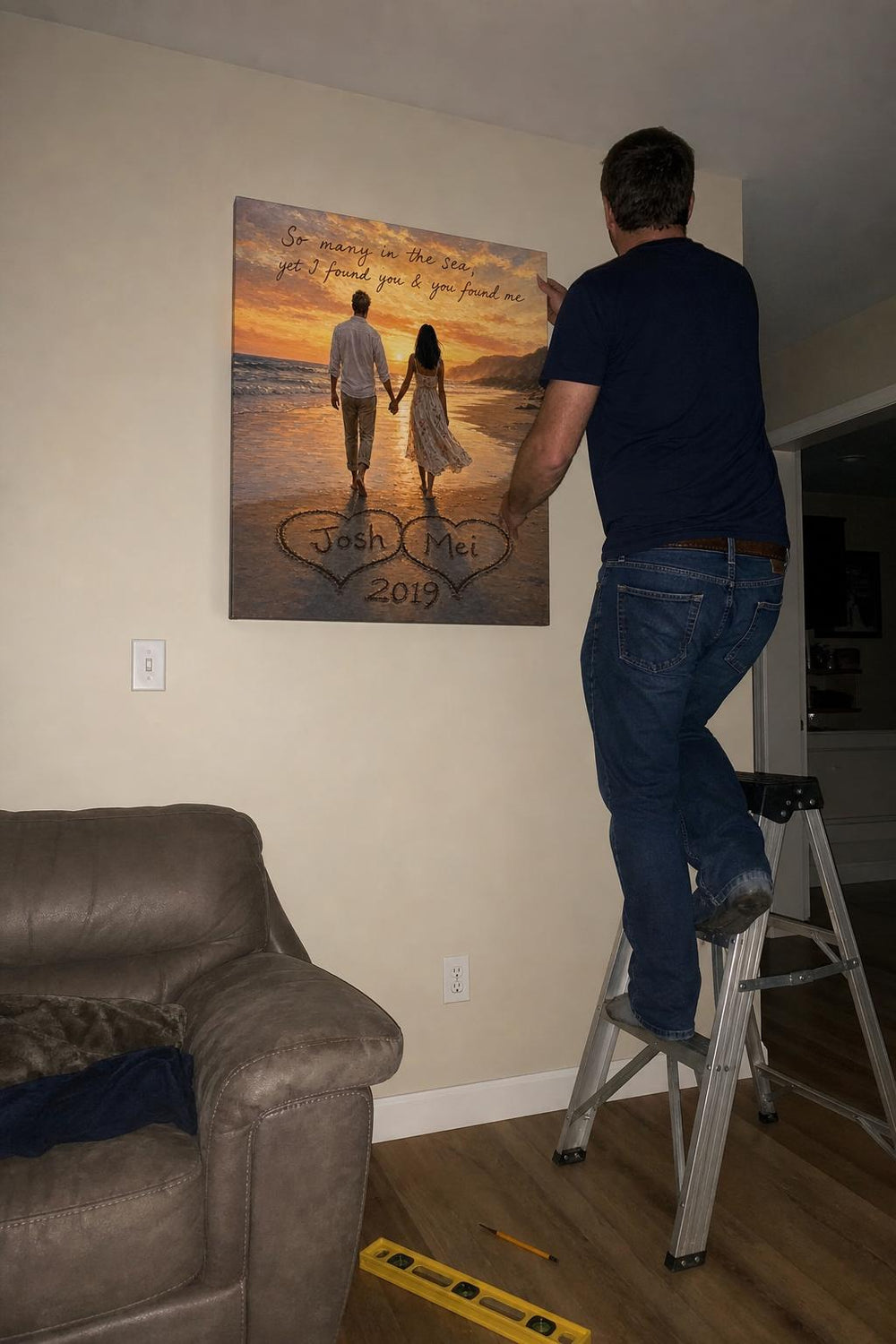 You & Me couples canvas in a customer's home 5