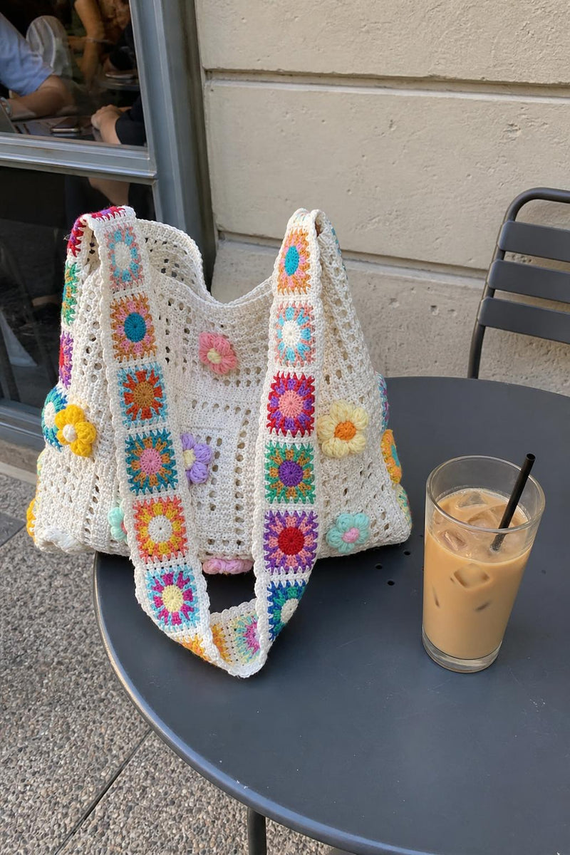 FlowerKnot™ Boho Crochet Flower Tote Bag lifestyle image 2