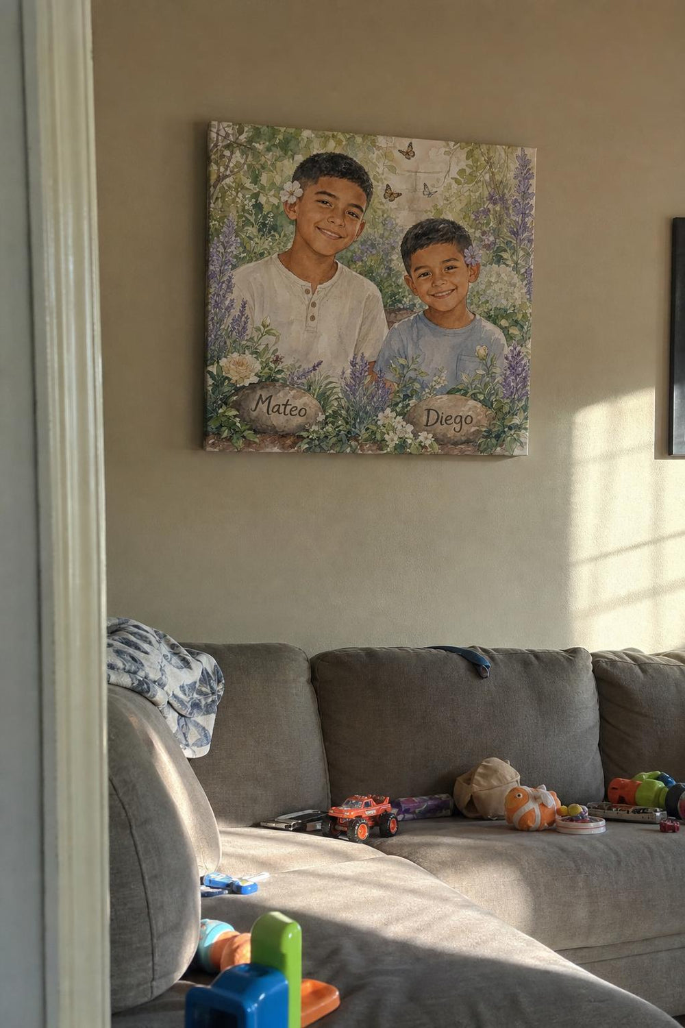 Grandma's Garden canvas in a customer's home 3
