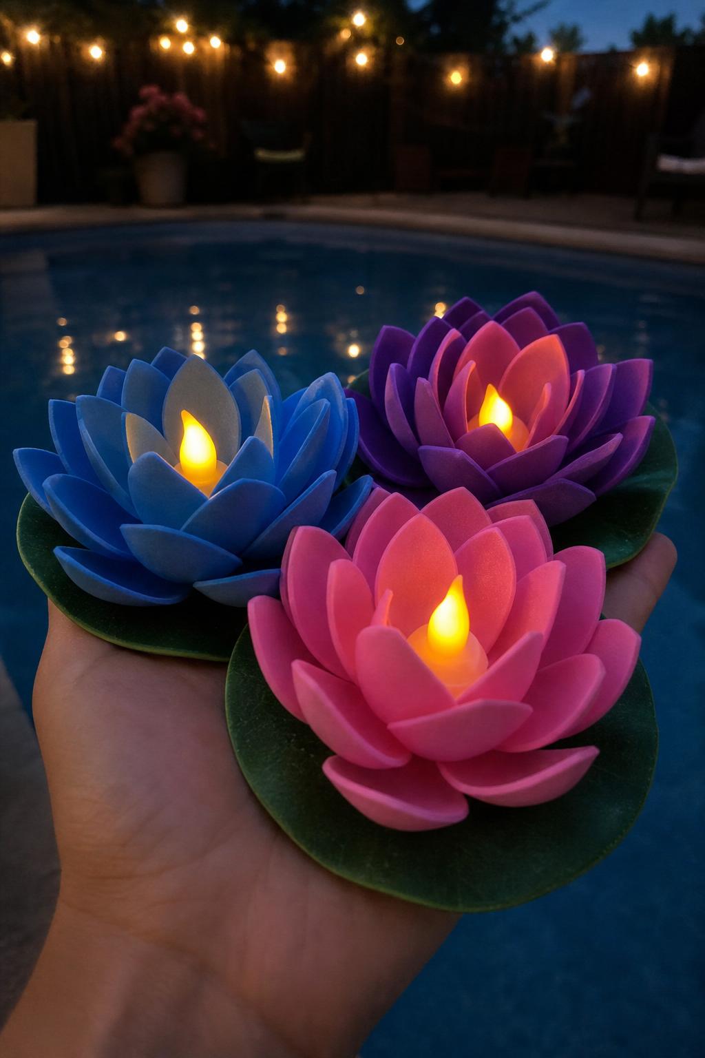 LotusGlow™ Floating Lotus Lights lifestyle image 1