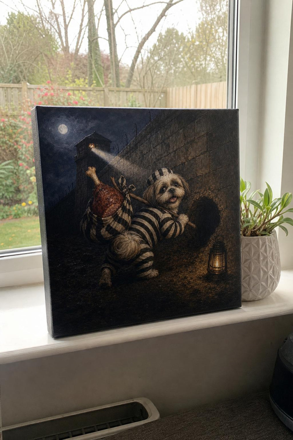 A Most Wanted personalized pet canvas in a customer's home