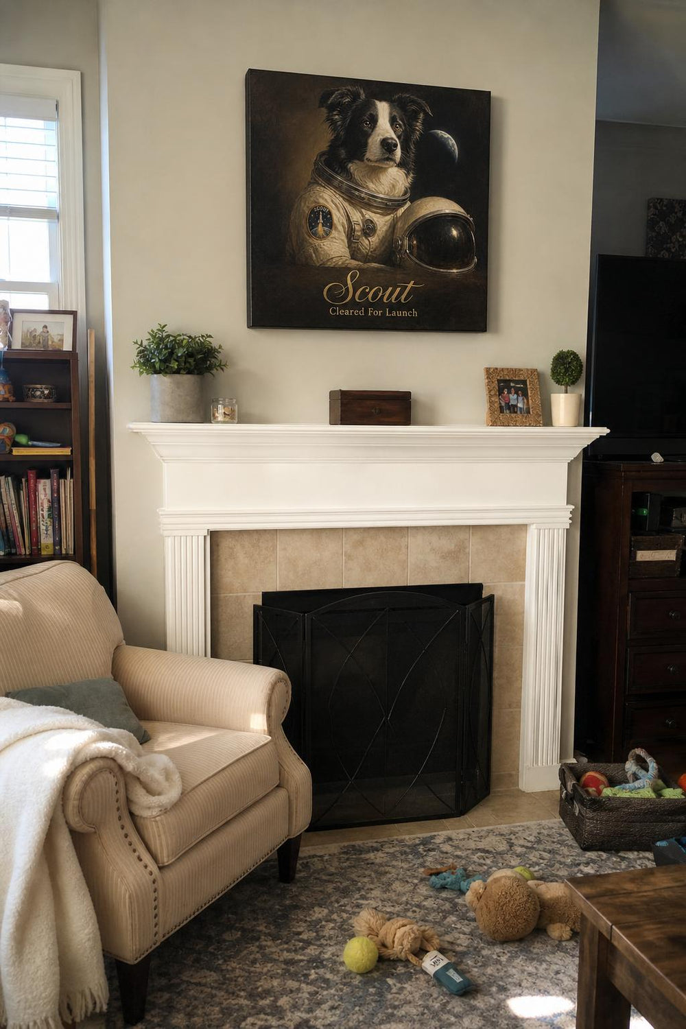 Top Dog personalized pet canvas in a customer's home
