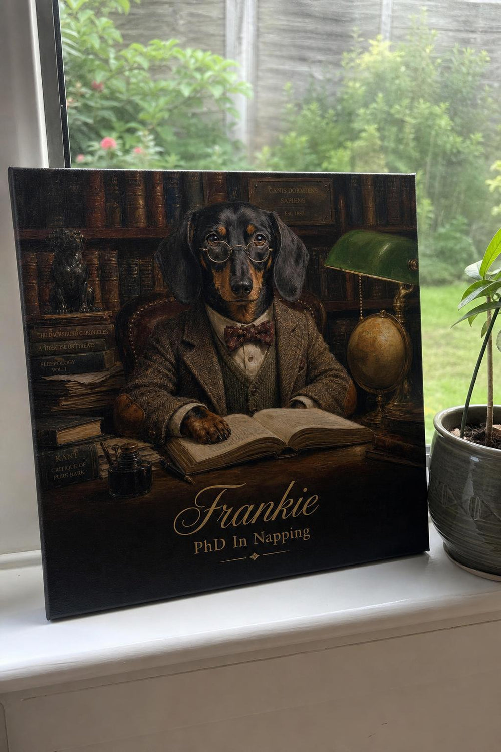 Top Dog personalized pet canvas in a customer's home