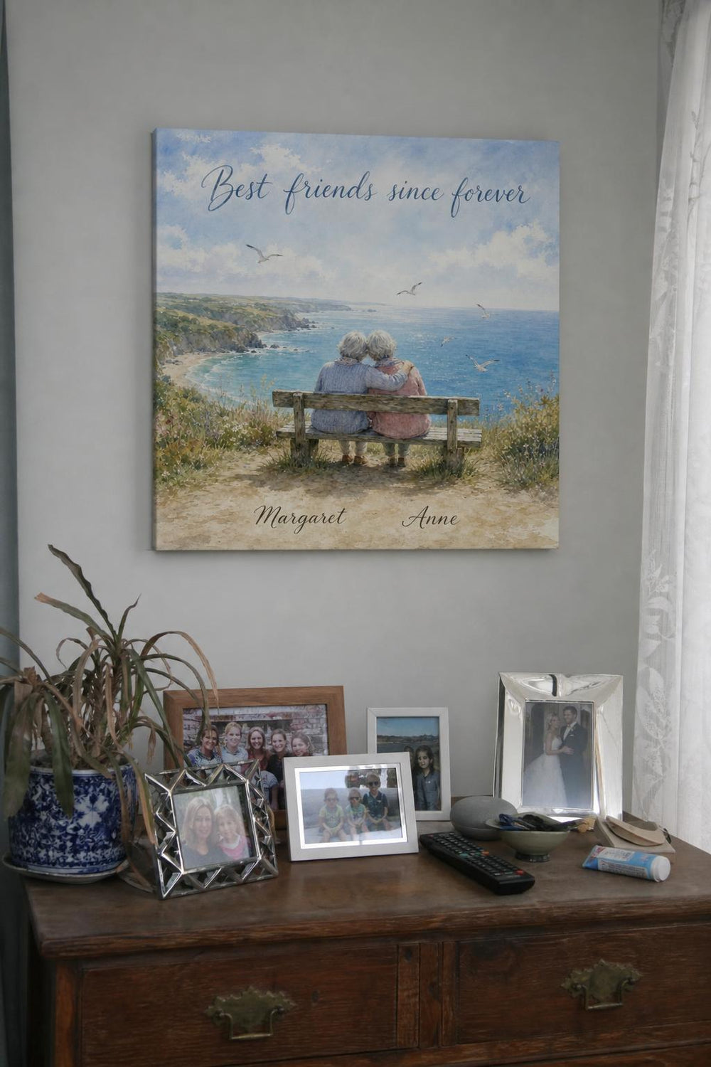 A Two Peas personalized canvas in a customer's home