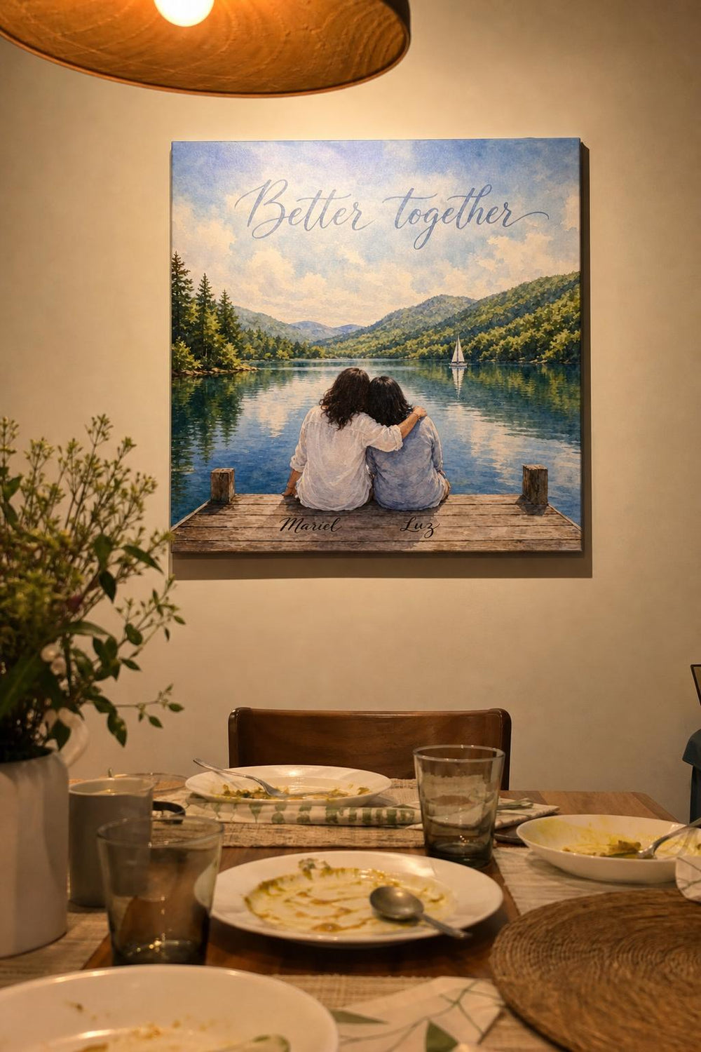 A Two Peas personalized canvas in a customer's home
