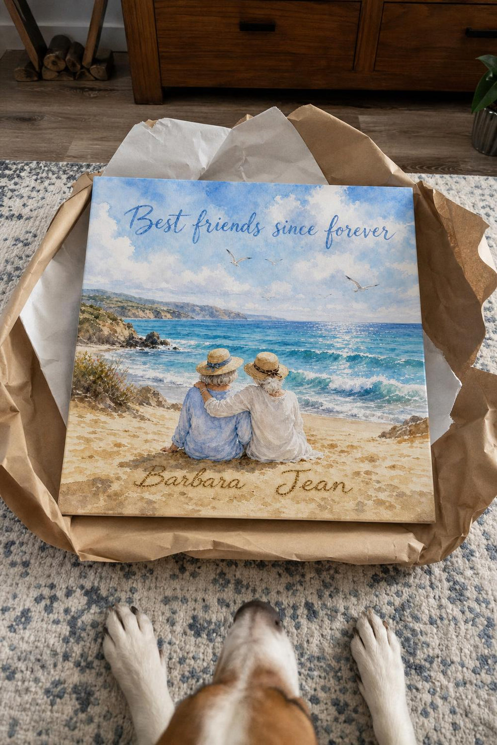 A Two Peas personalized canvas in a customer's home
