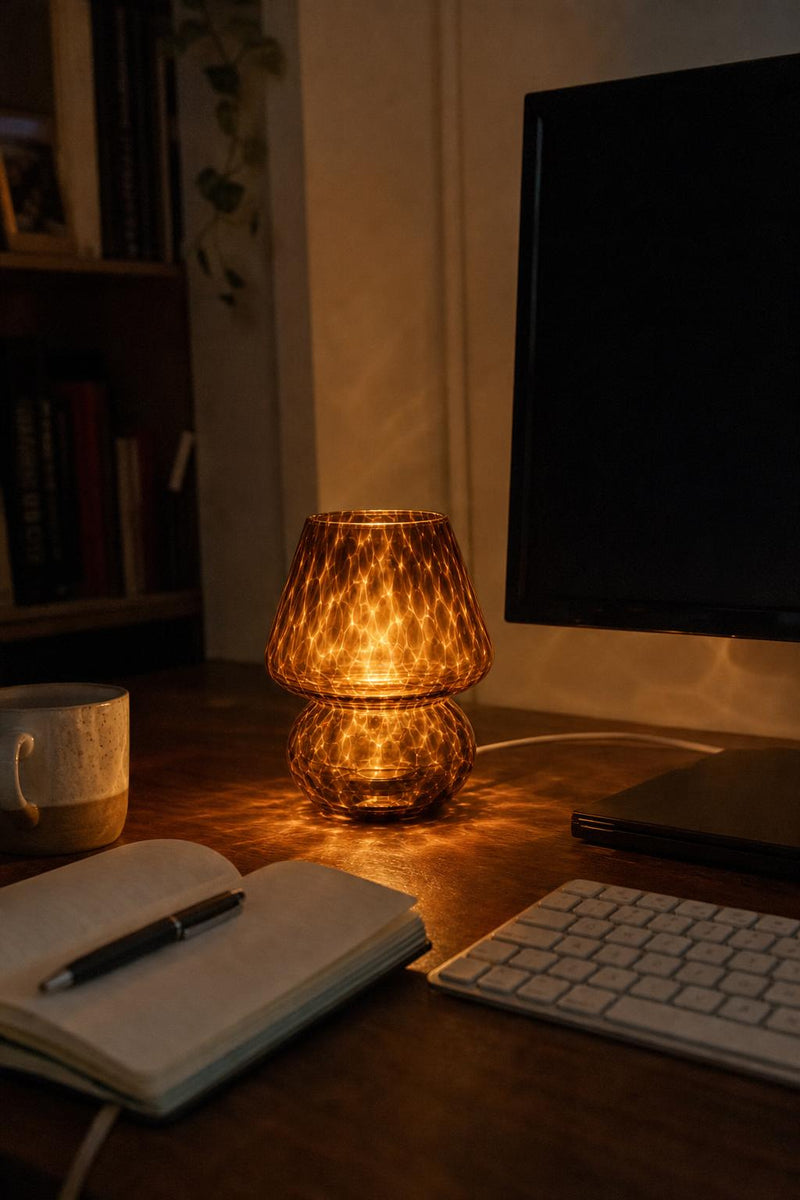 AmberCap™ Mushroom Glass Table Lamp lifestyle image 4