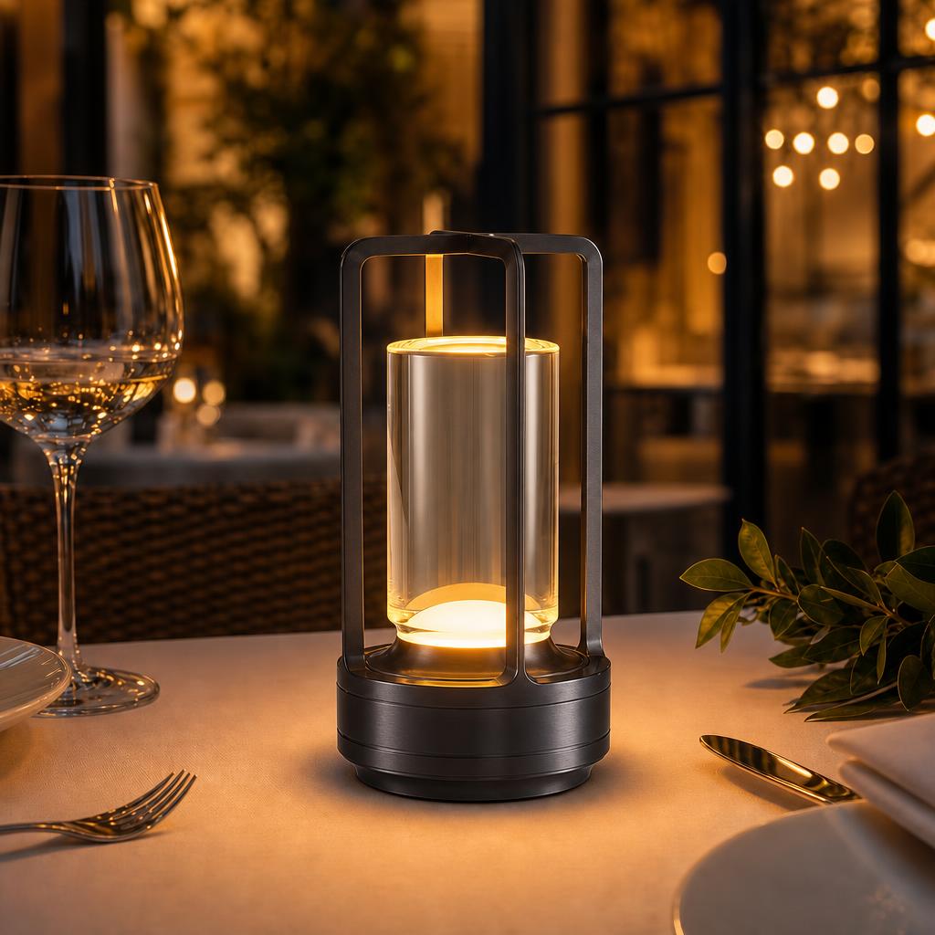 CrystalGlow black table lamp