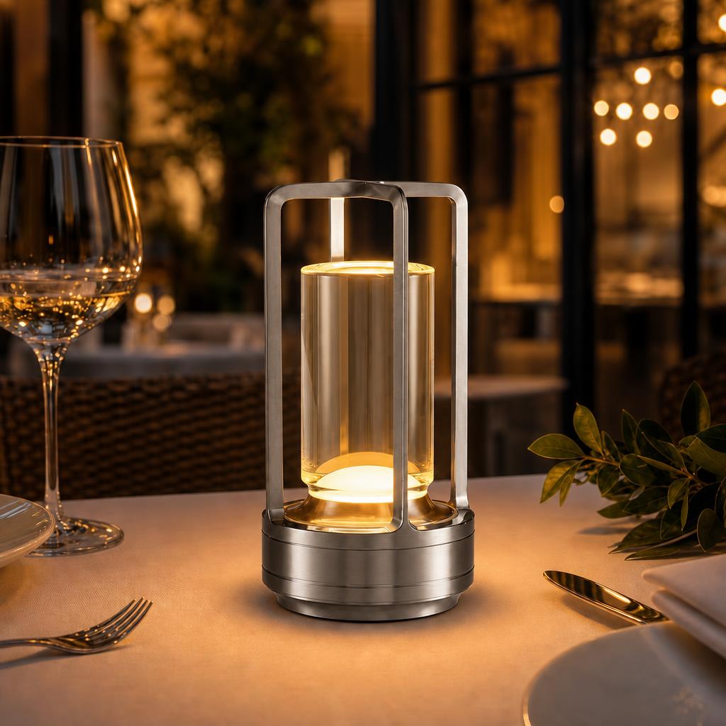 CrystalGlow silver table lamp