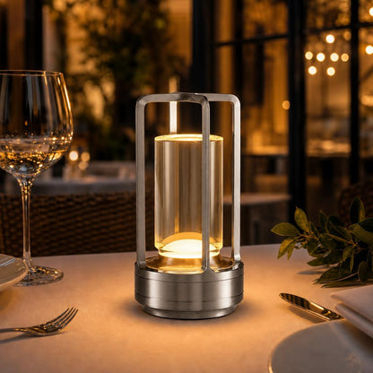 CrystalGlow silver table lamp