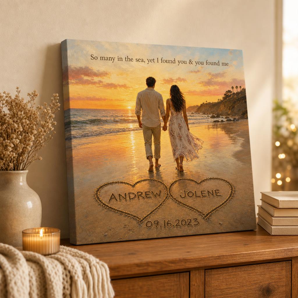 You & Me Personalized Couples Canvas carousel image 1