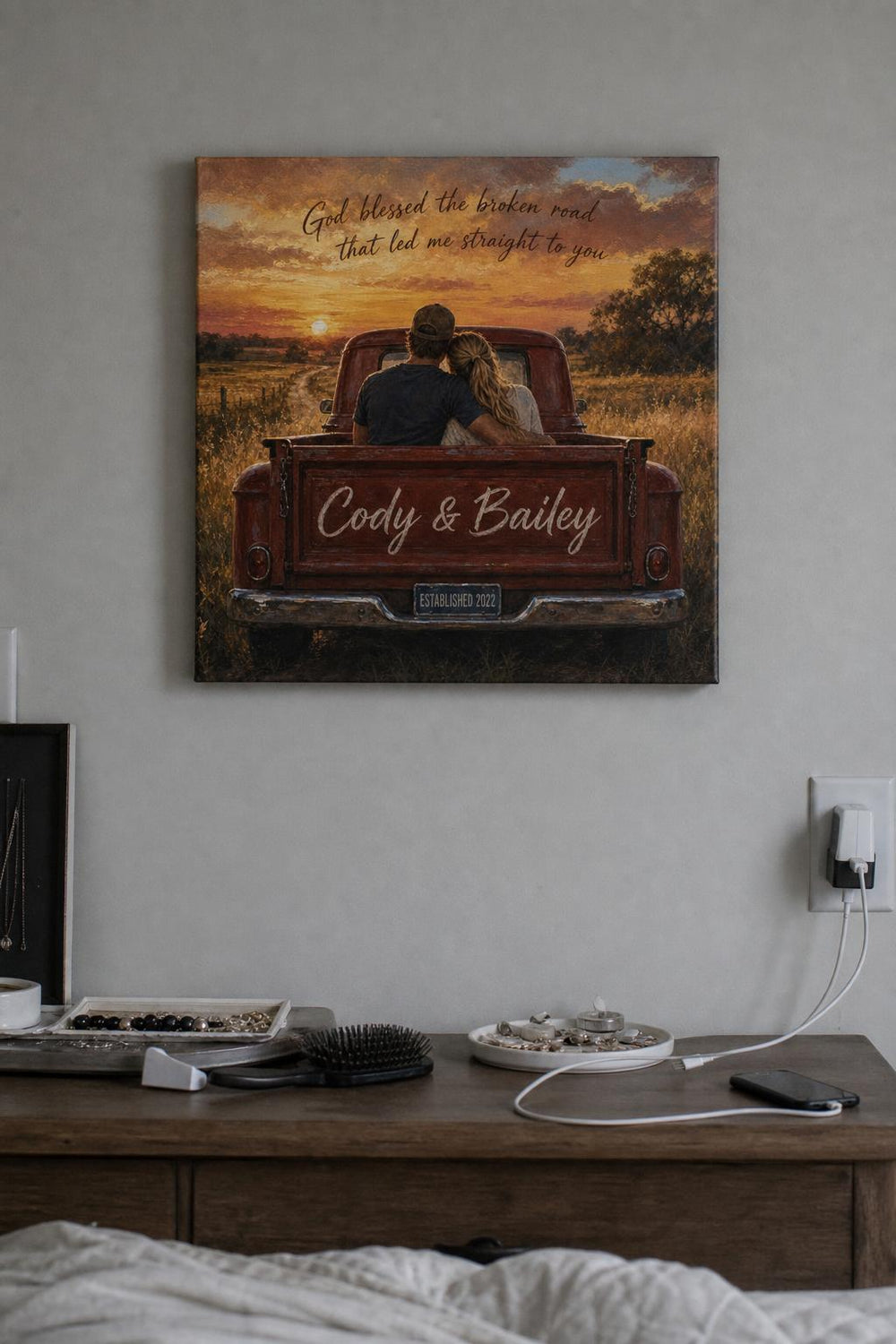 You & Me couples canvas in a customer's home 6