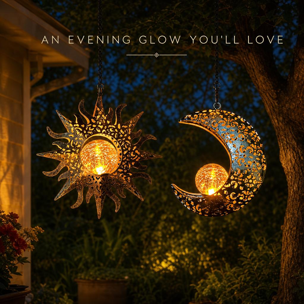 EclipseGlow™ Solar Sun & Moon Lanterns body image 1