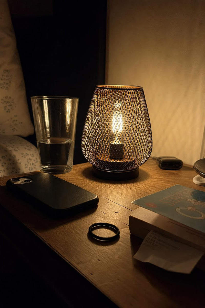 EmberNook™ Cordless Wire Cage Table Lantern lifestyle image 1
