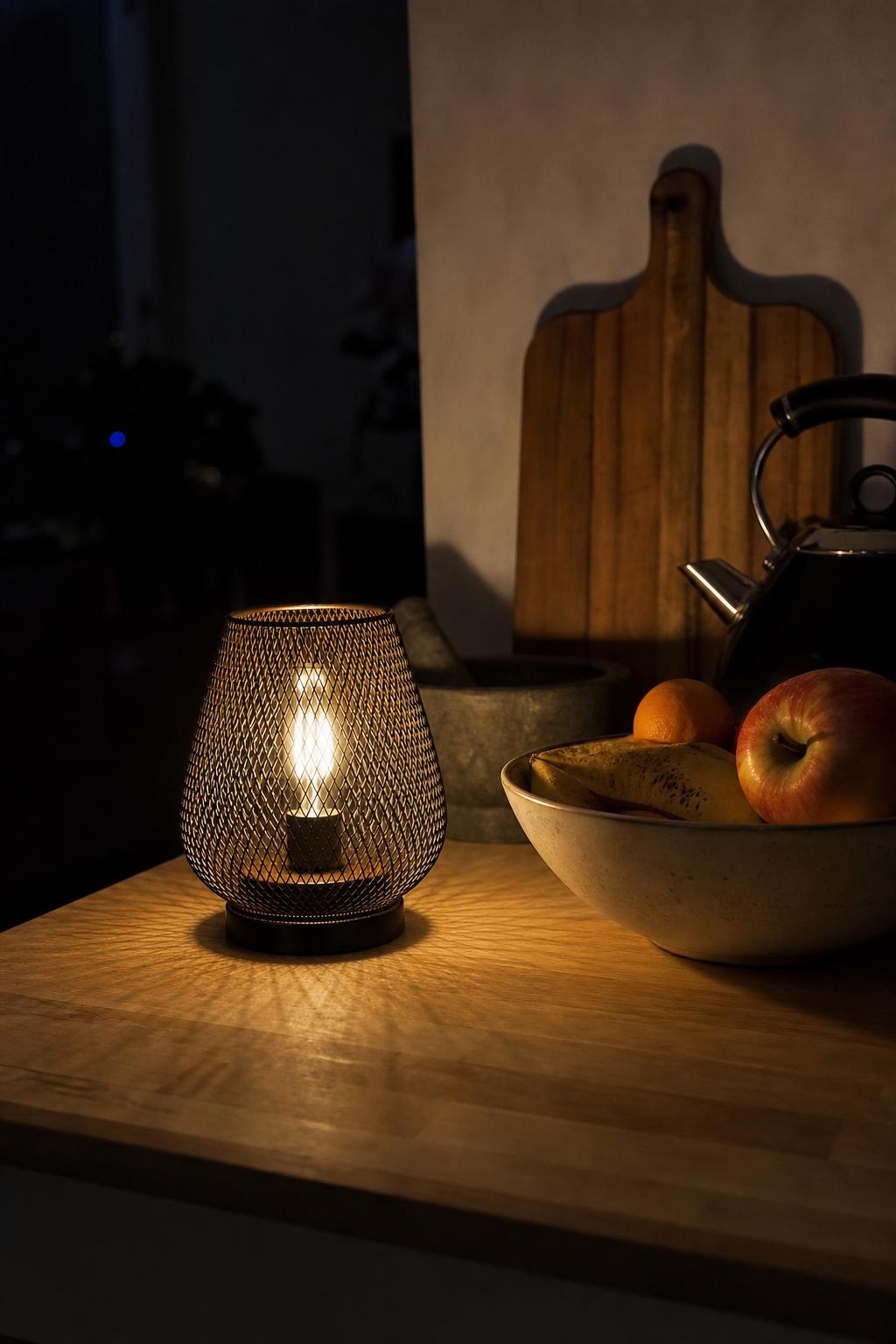 EmberNook™ Cordless Wire Cage Table Lantern lifestyle image 2