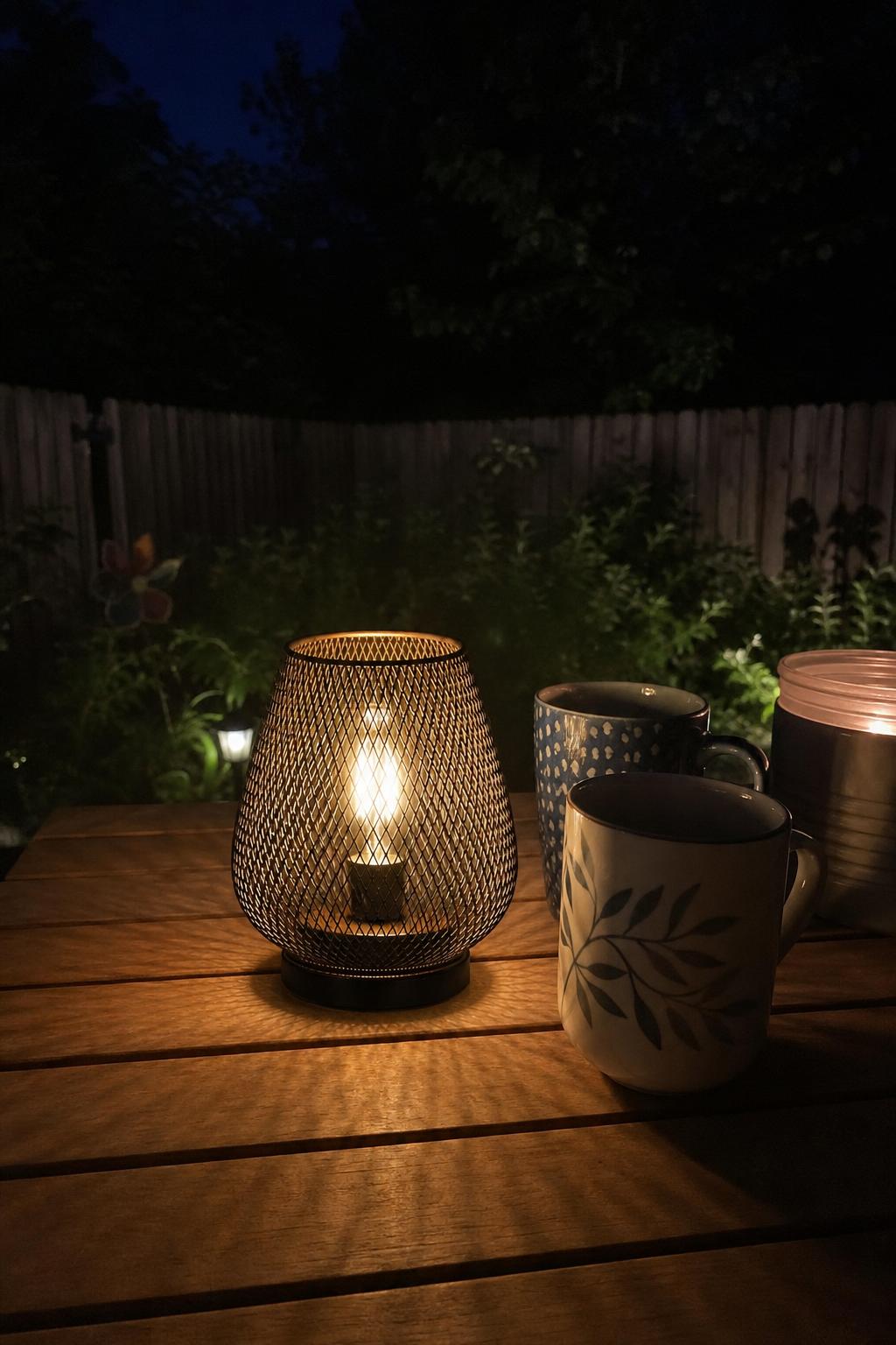 EmberNook™ Cordless Wire Cage Table Lantern lifestyle image 4