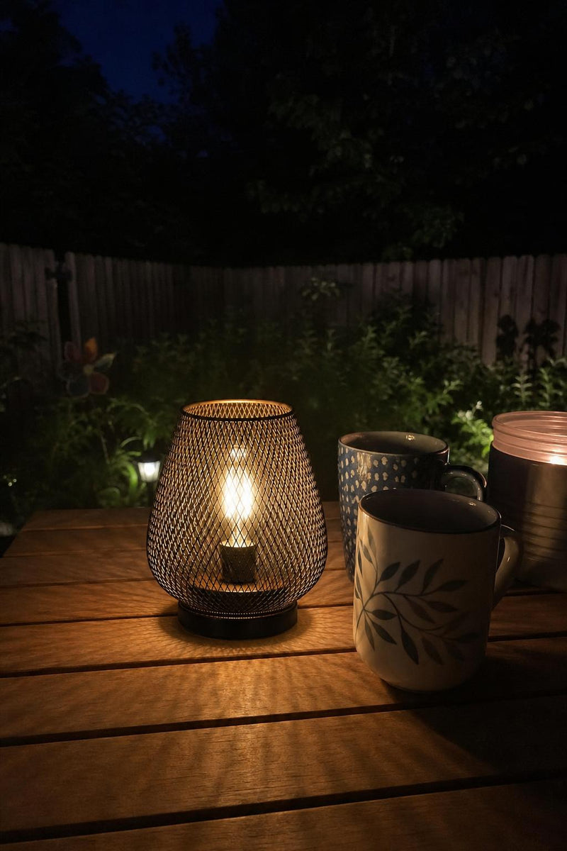 EmberNook™ Cordless Wire Cage Table Lantern lifestyle image 4