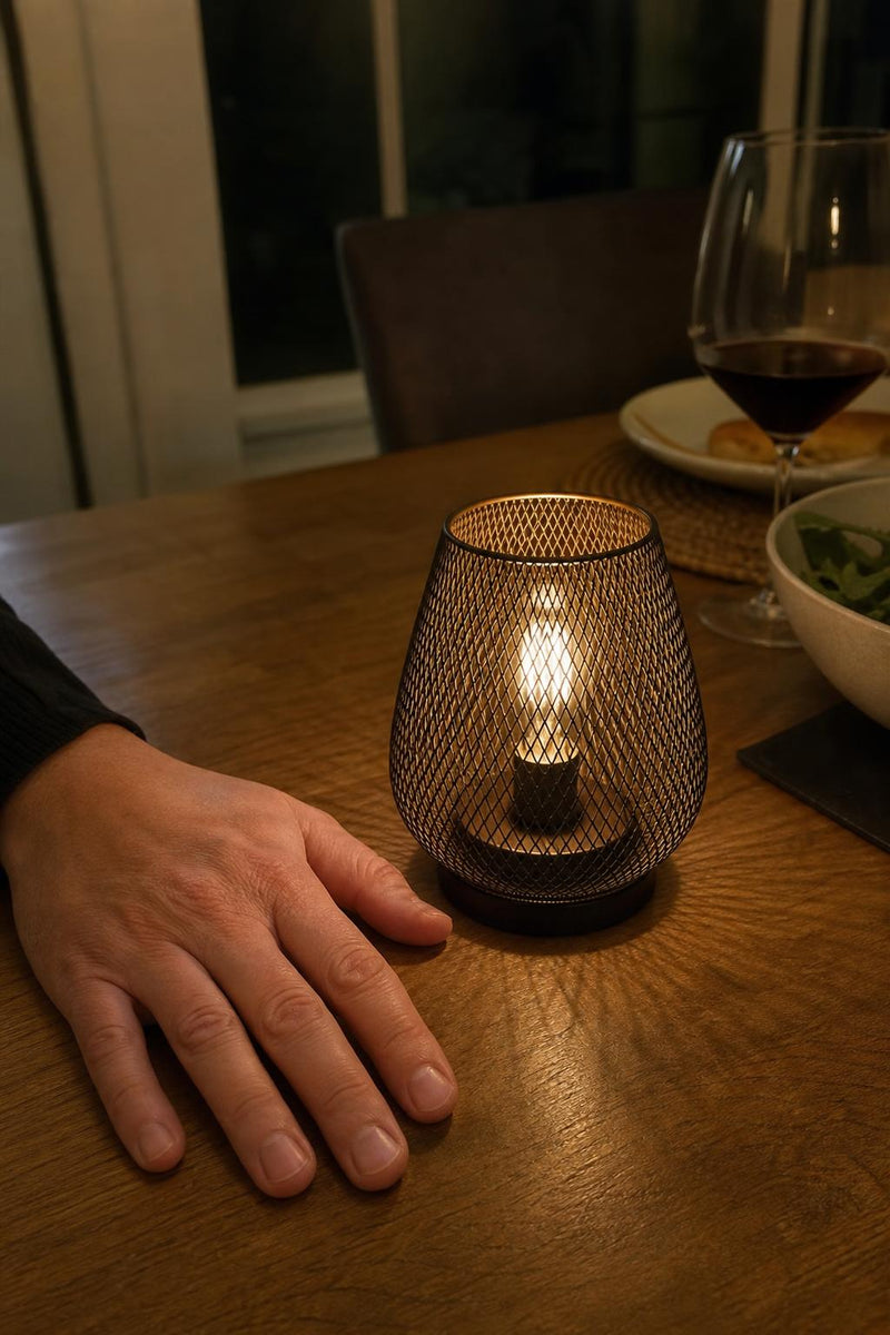 EmberNook™ Cordless Wire Cage Table Lantern lifestyle image 5