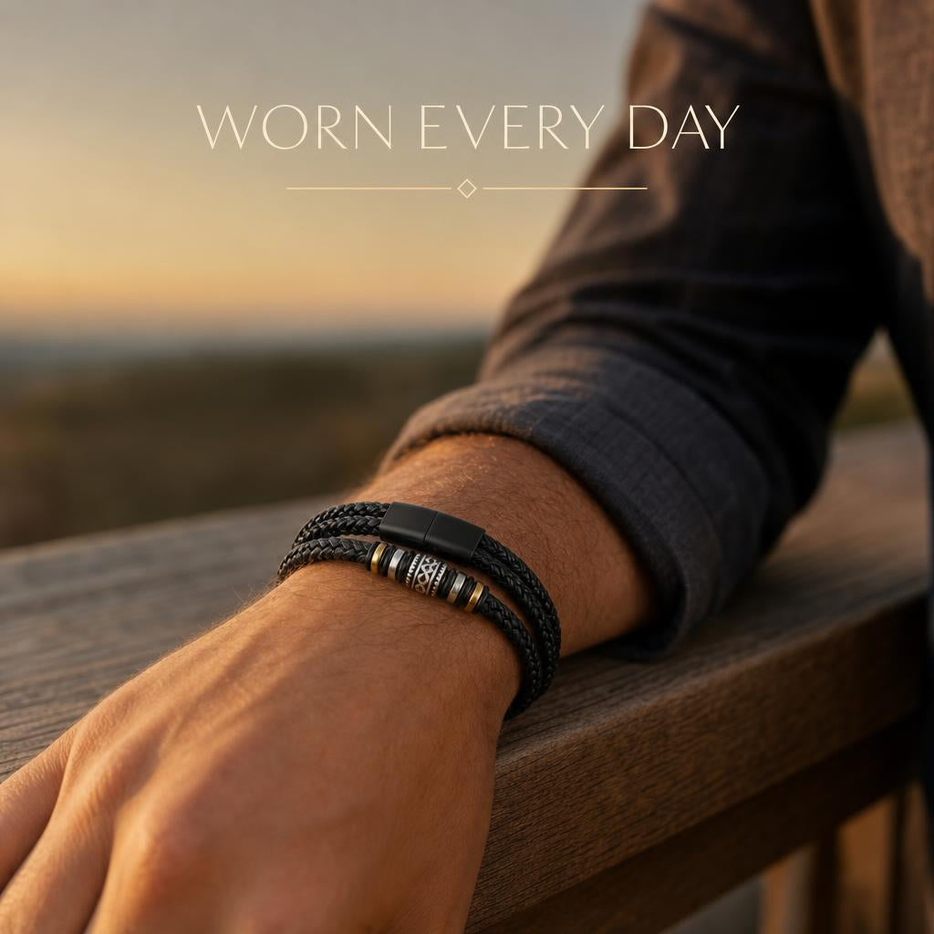 EverBond™ Men’s Leather Bracelet body image 1