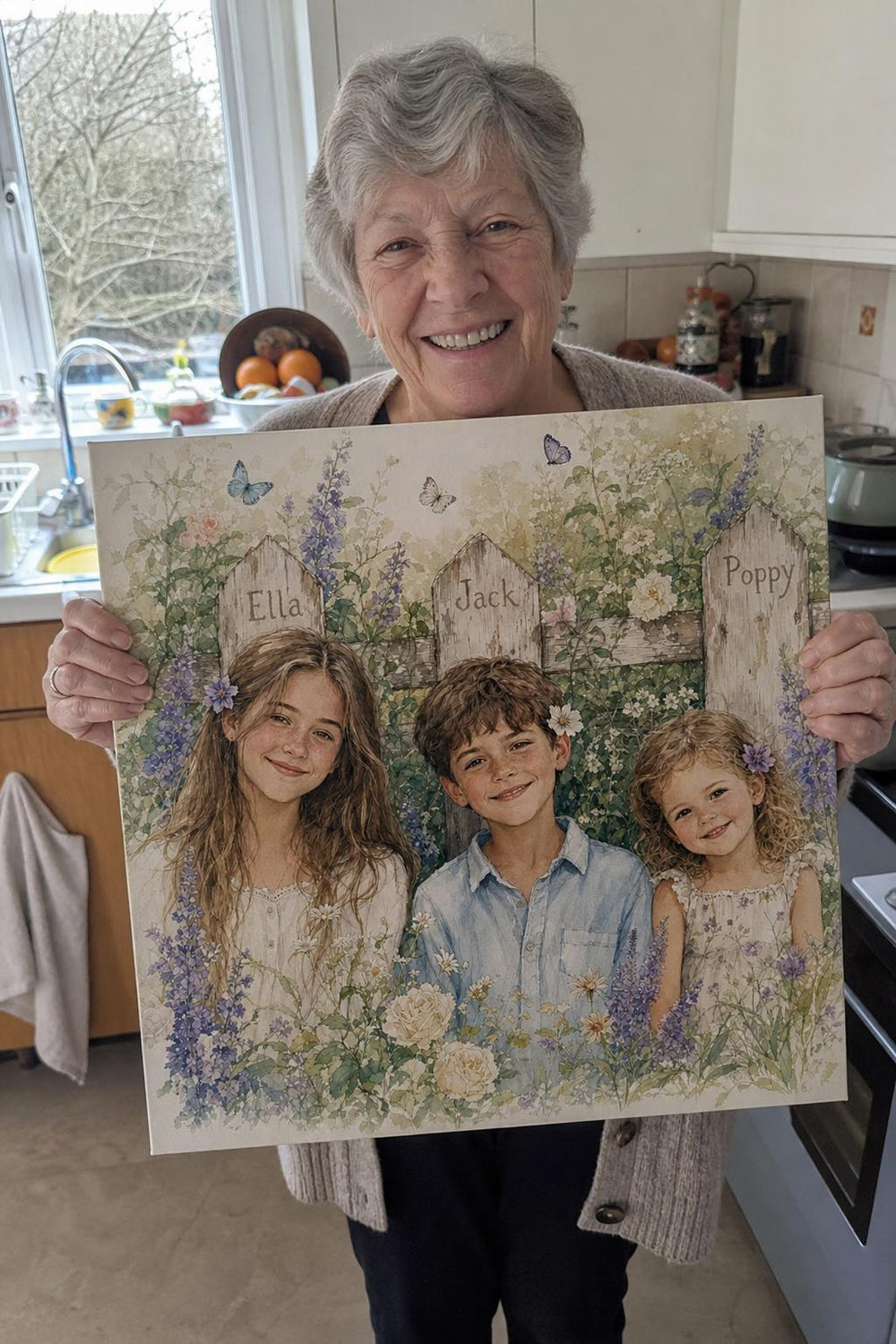Grandma's Garden canvas in a customer's home 1