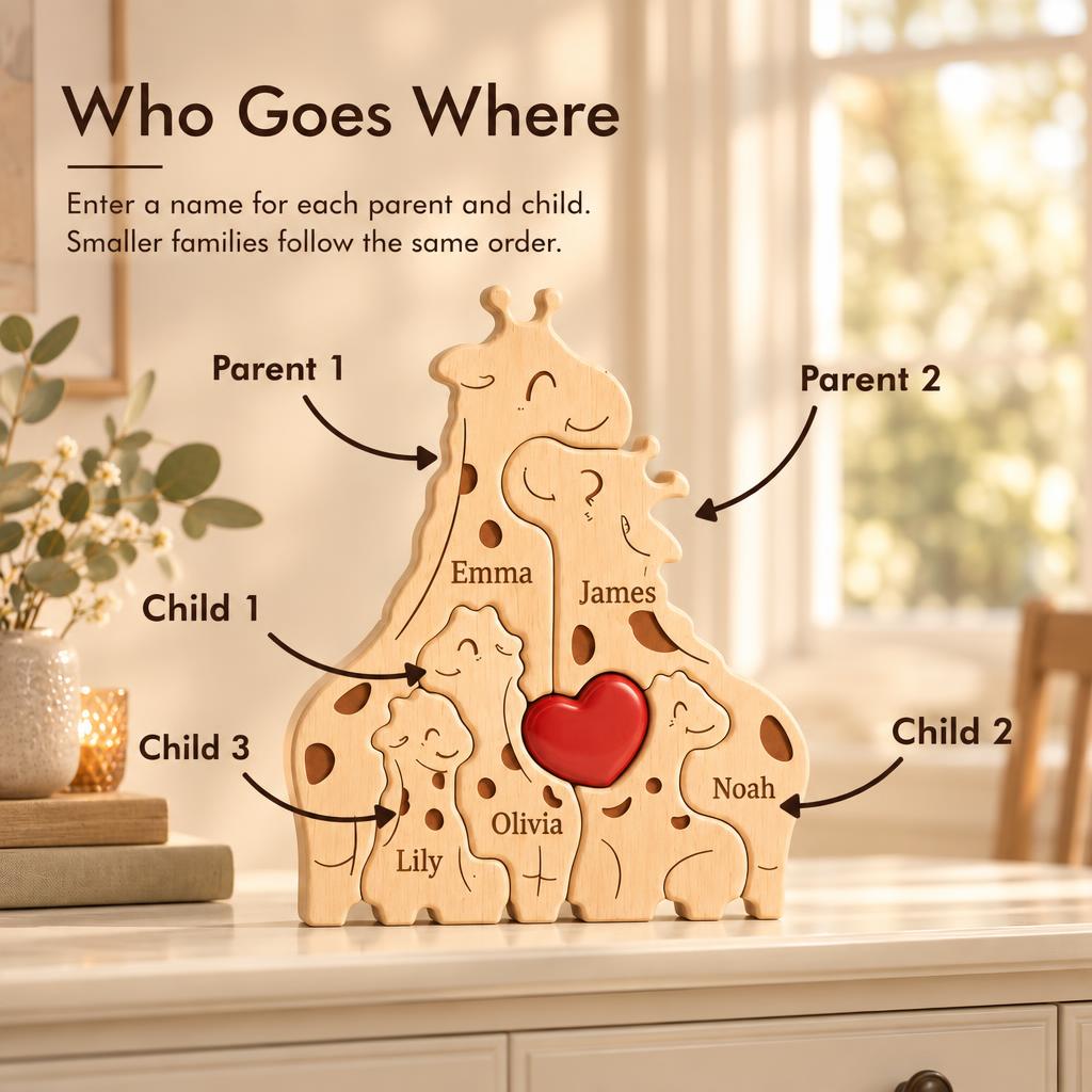 GiraffeHug™ Wooden Family Puzzle carousel image 2