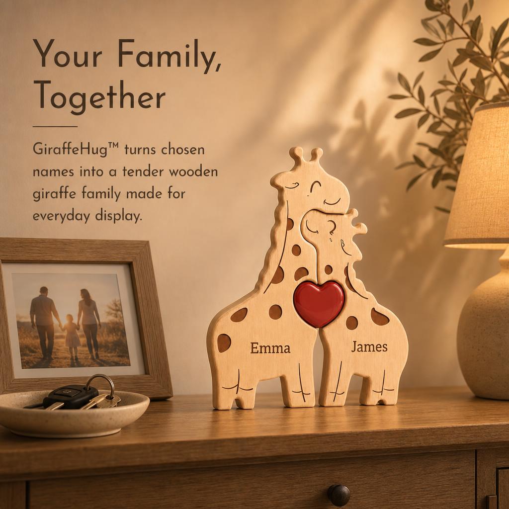 GiraffeHug™ Wooden Family Puzzle carousel image 3