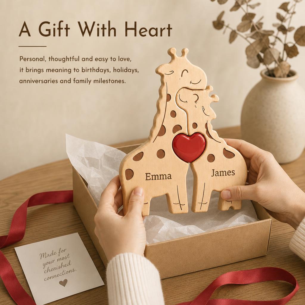 GiraffeHug™ Wooden Family Puzzle carousel image 4