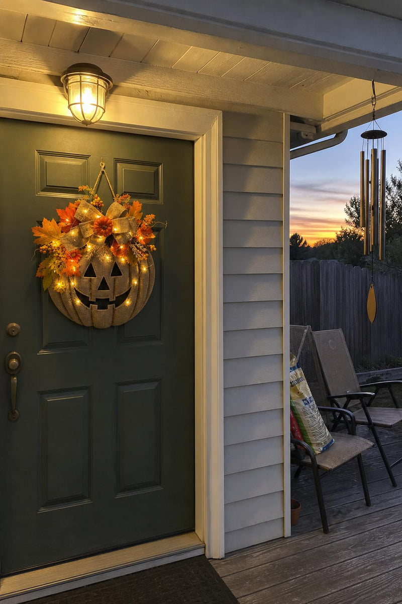 GlowJack™ Lighted Pumpkin Wreath lifestyle image 3
