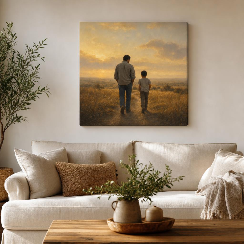 To My Son canvas in a warm living room