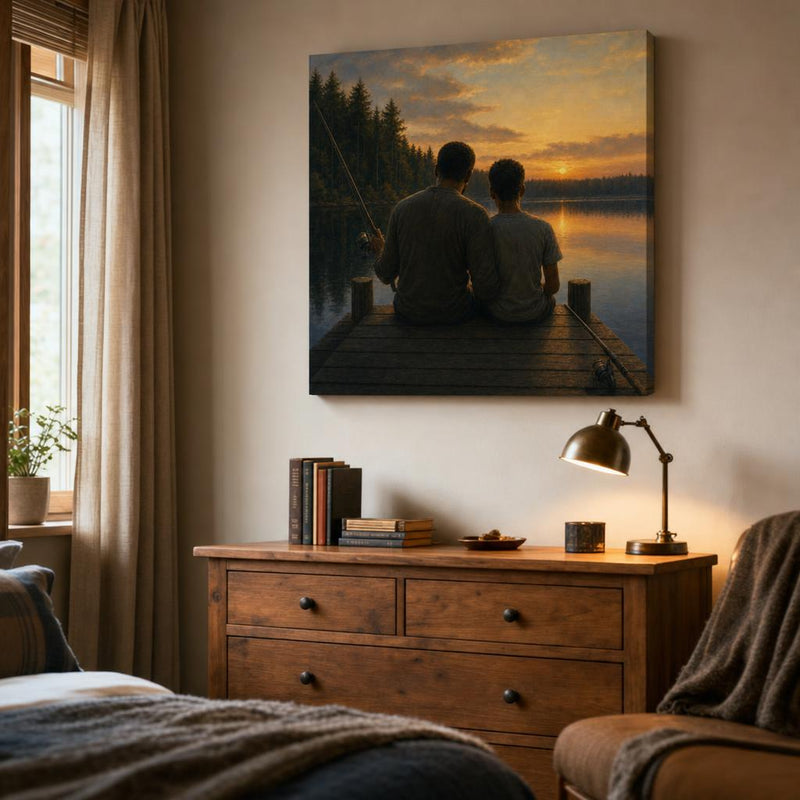 To My Son canvas in a cozy bedroom