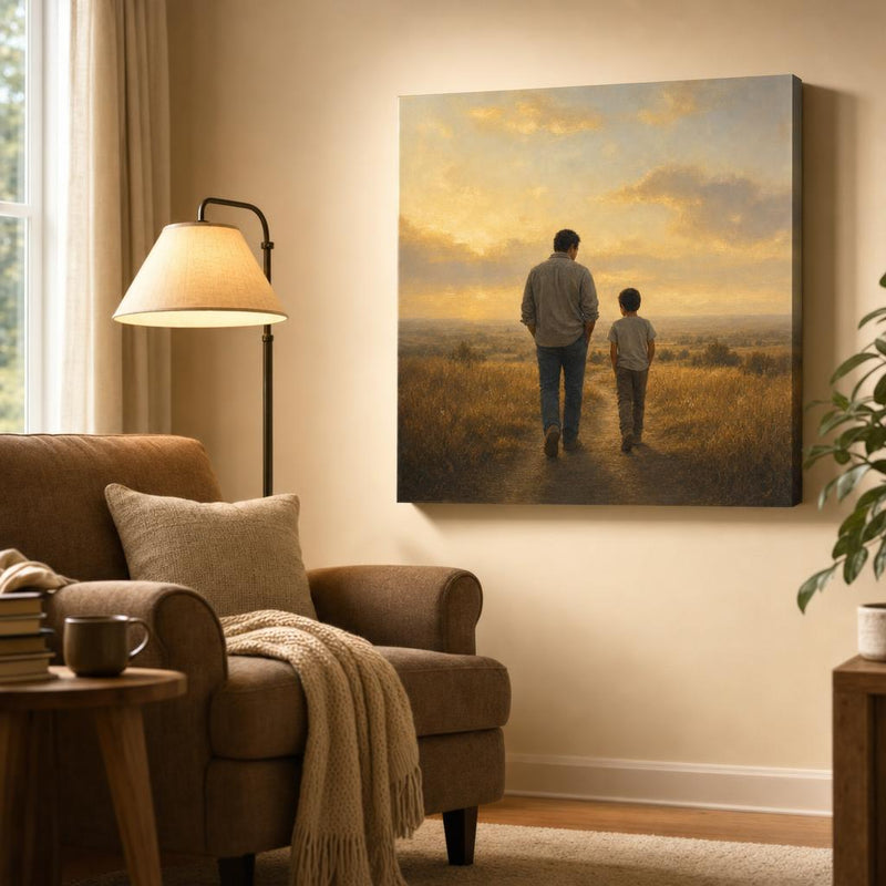 To My Son canvas in a reading nook