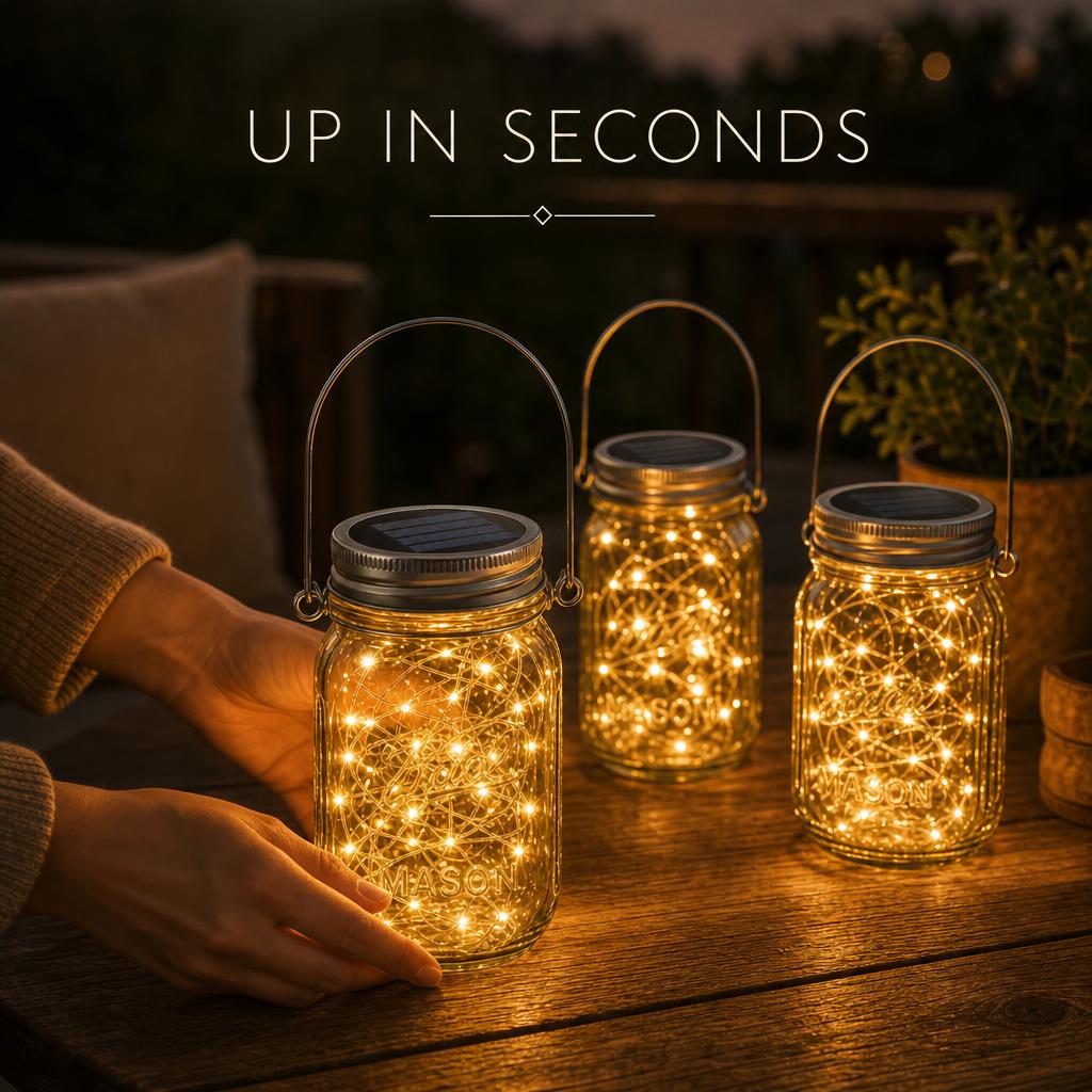 MasonGlow™ Solar Mason Jar Lights body image 2
