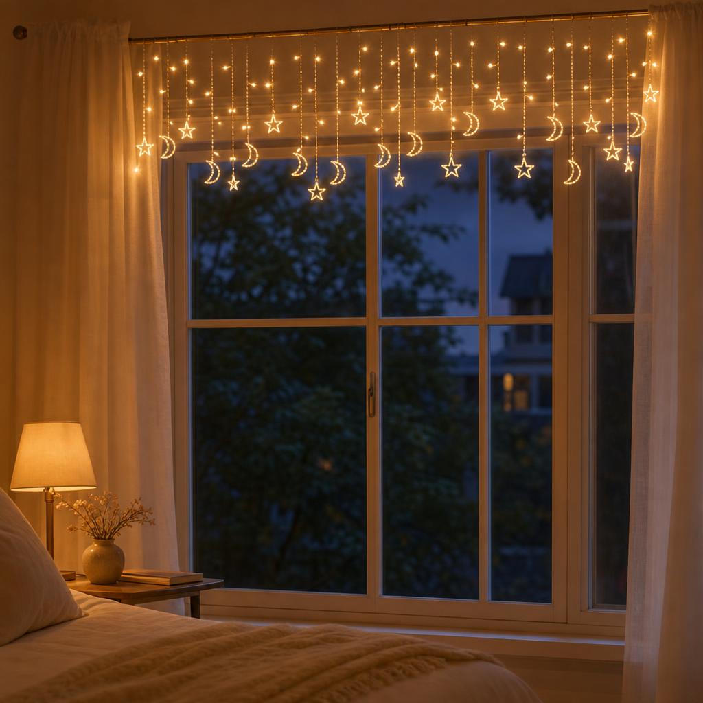 MoonGlow™ Curtain String Lights carousel image 1