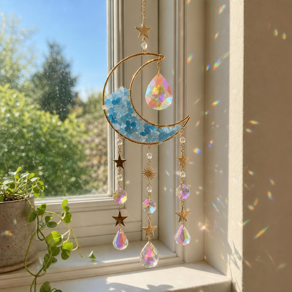 MoonPrism™ Crescent Moon Crystal Suncatcher carousel image 2