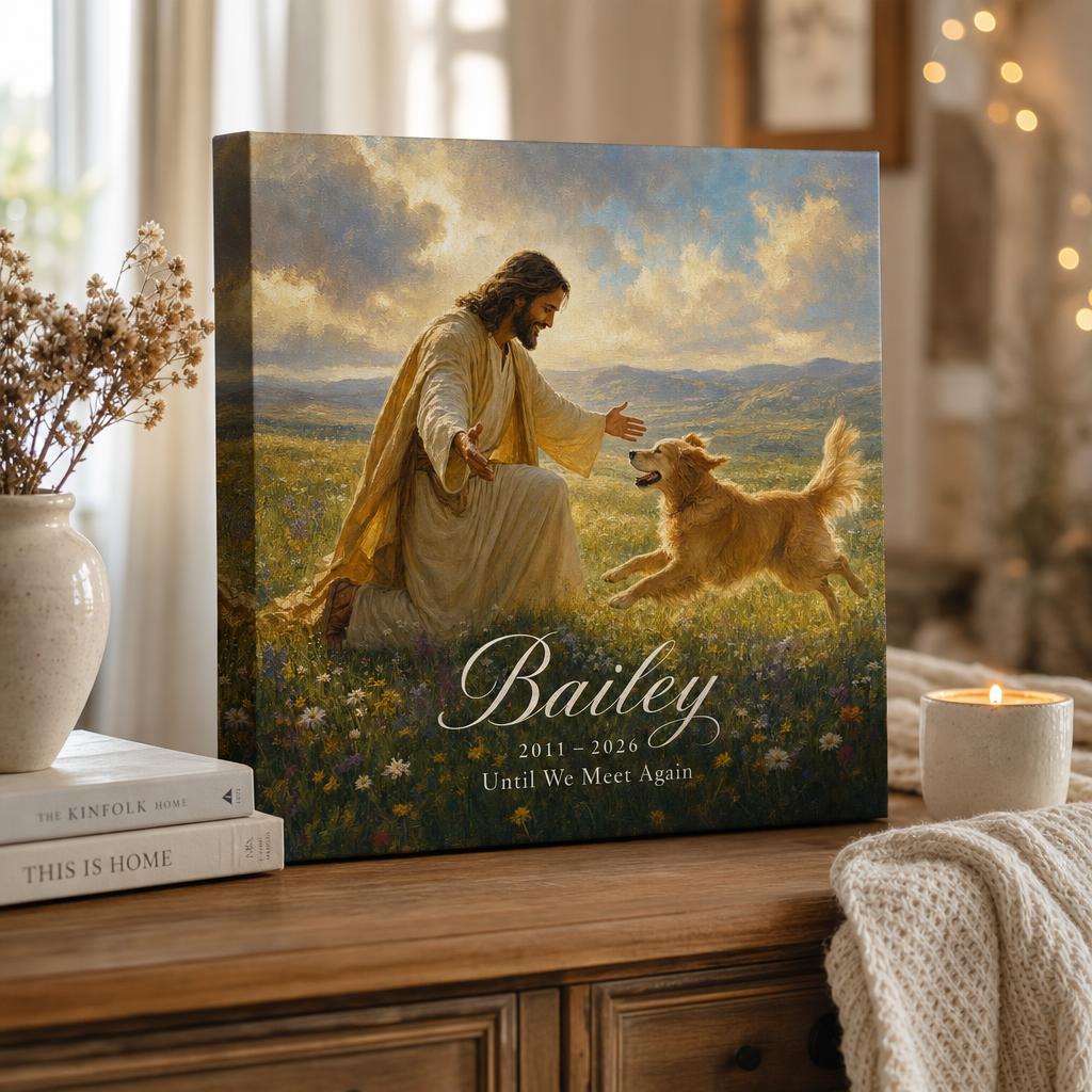 Pawprints In Heaven — Personalized Pet Canvas carousel image 2