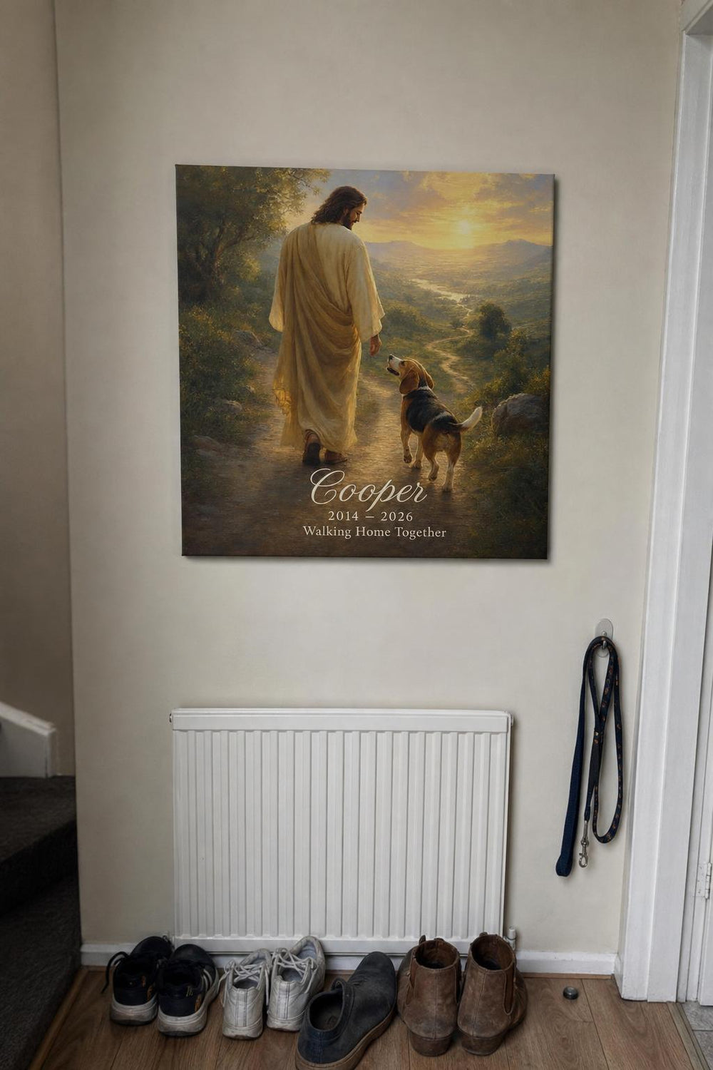 Pawprints In Heaven personalized pet memorial canvas in a customer's home