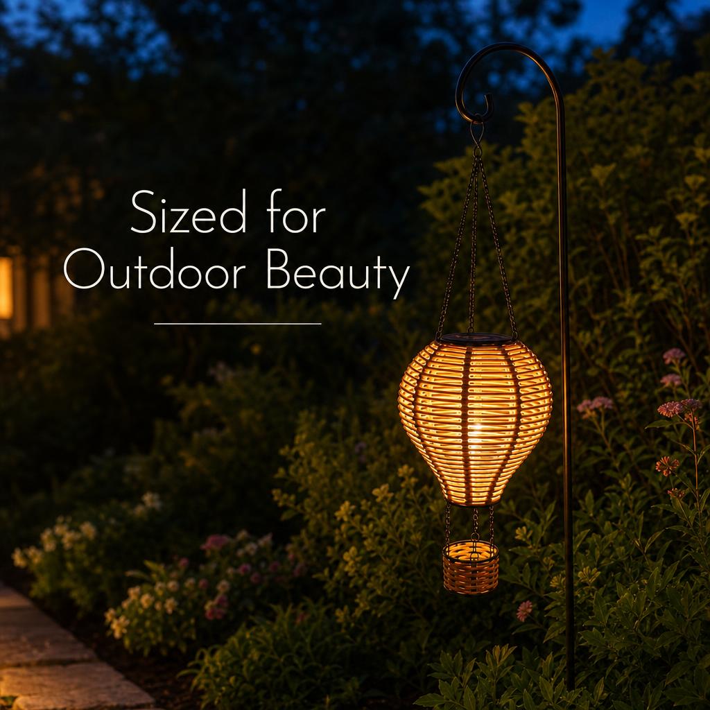 RattanDrift™ Solar Rattan Hot Air Balloon Lantern body image 3