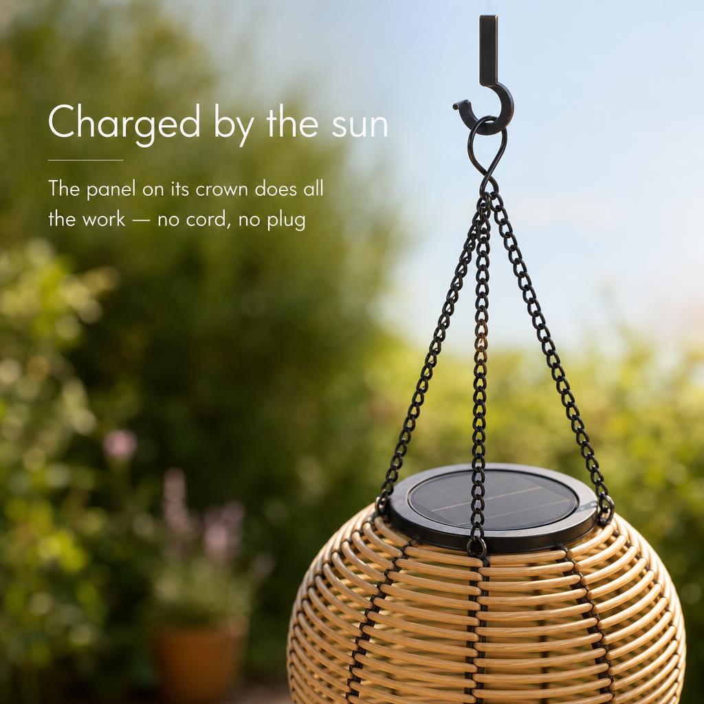 RattanDrift™ Solar Rattan Hot Air Balloon Lantern carousel image 3