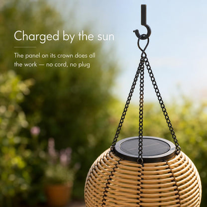 RattanDrift™ Solar Rattan Hot Air Balloon Lantern carousel image 3