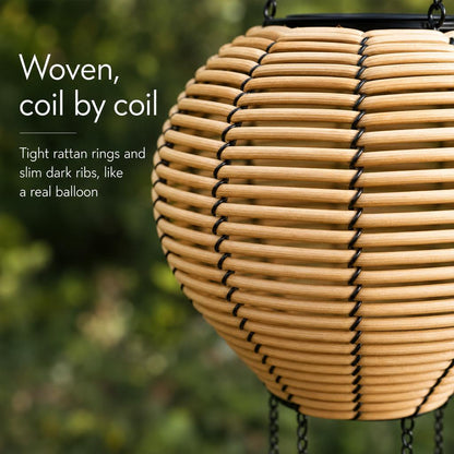 RattanDrift™ Solar Rattan Hot Air Balloon Lantern carousel image 5
