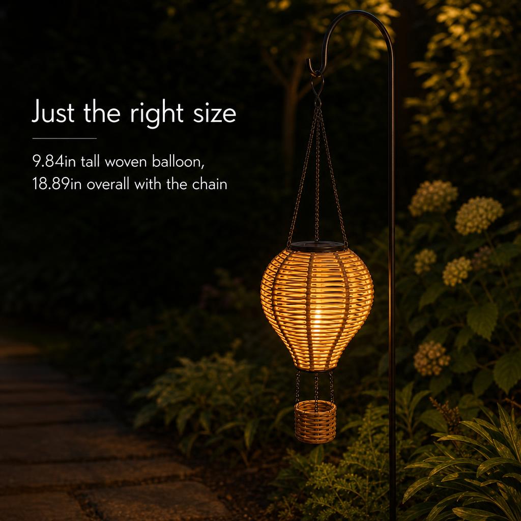 RattanDrift™ Solar Rattan Hot Air Balloon Lantern carousel image 6