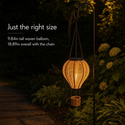 RattanDrift™ Solar Rattan Hot Air Balloon Lantern carousel image 6