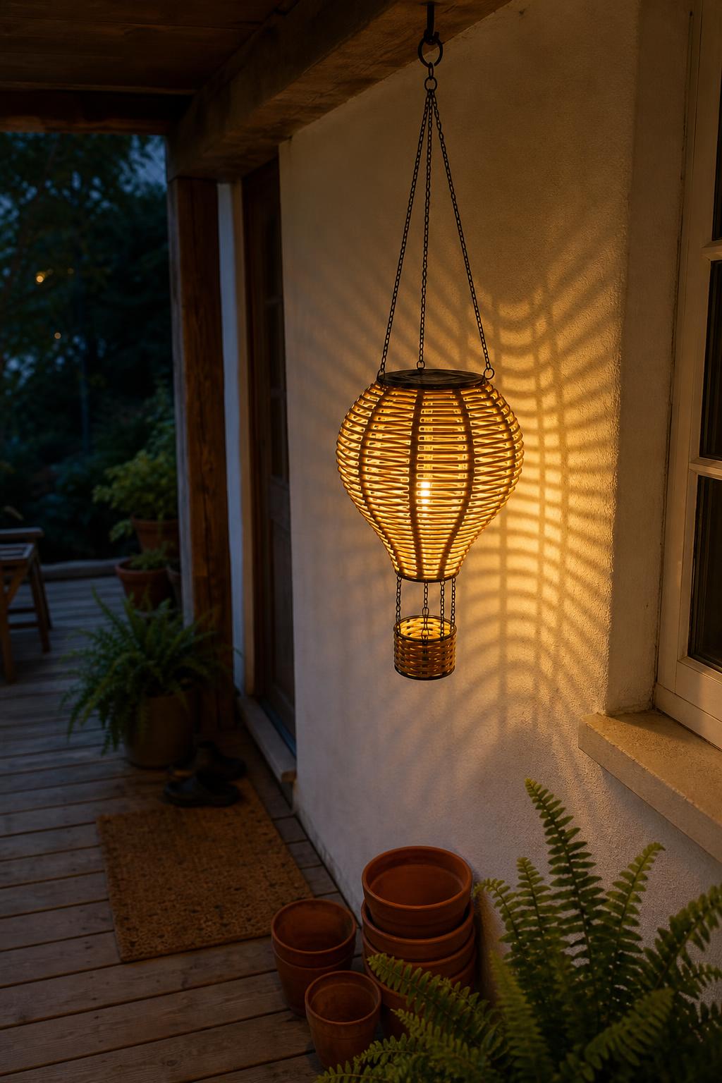 RattanDrift™ Solar Rattan Hot Air Balloon Lantern lifestyle image 1