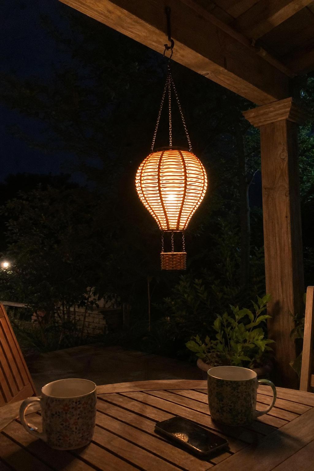 RattanDrift™ Solar Rattan Hot Air Balloon Lantern lifestyle image 4