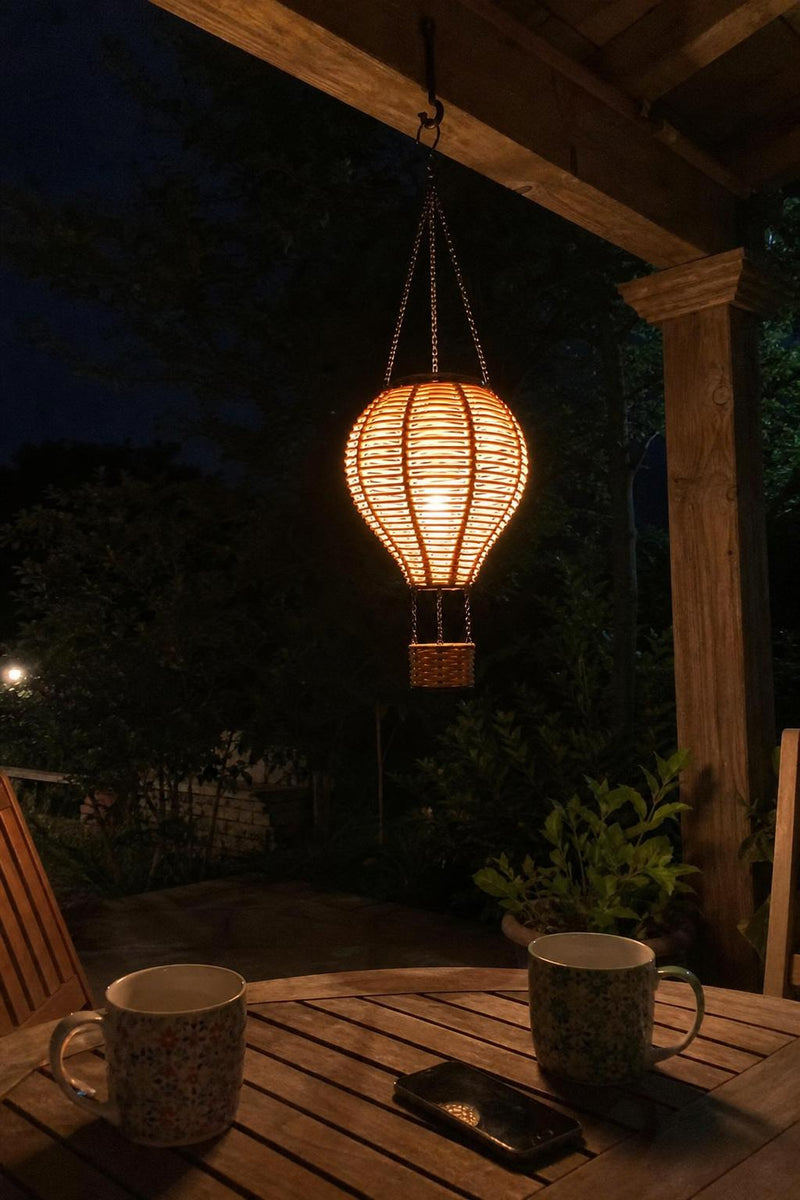 RattanDrift™ Solar Rattan Hot Air Balloon Lantern lifestyle image 4