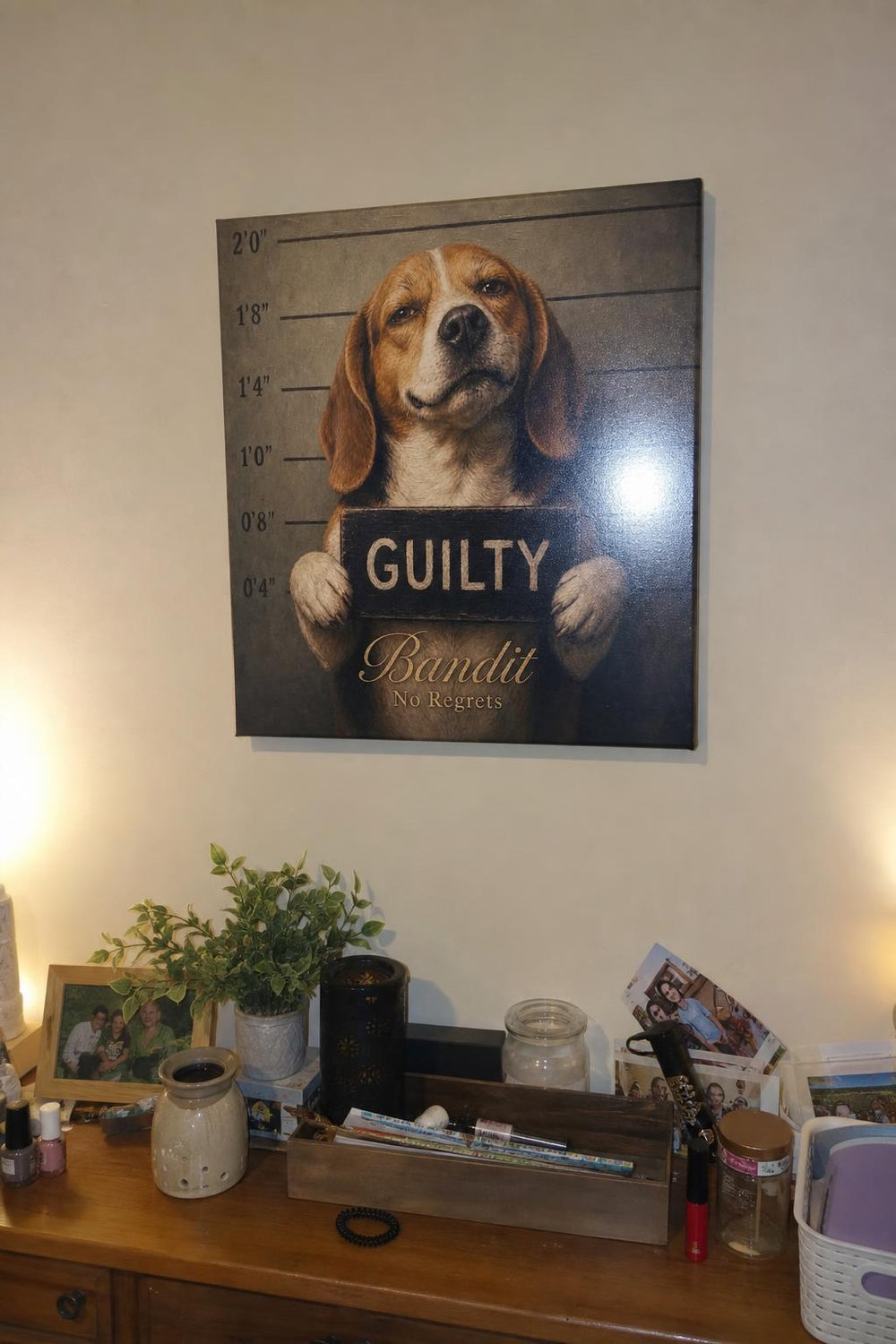 A Most Wanted personalized pet canvas in a customer's home