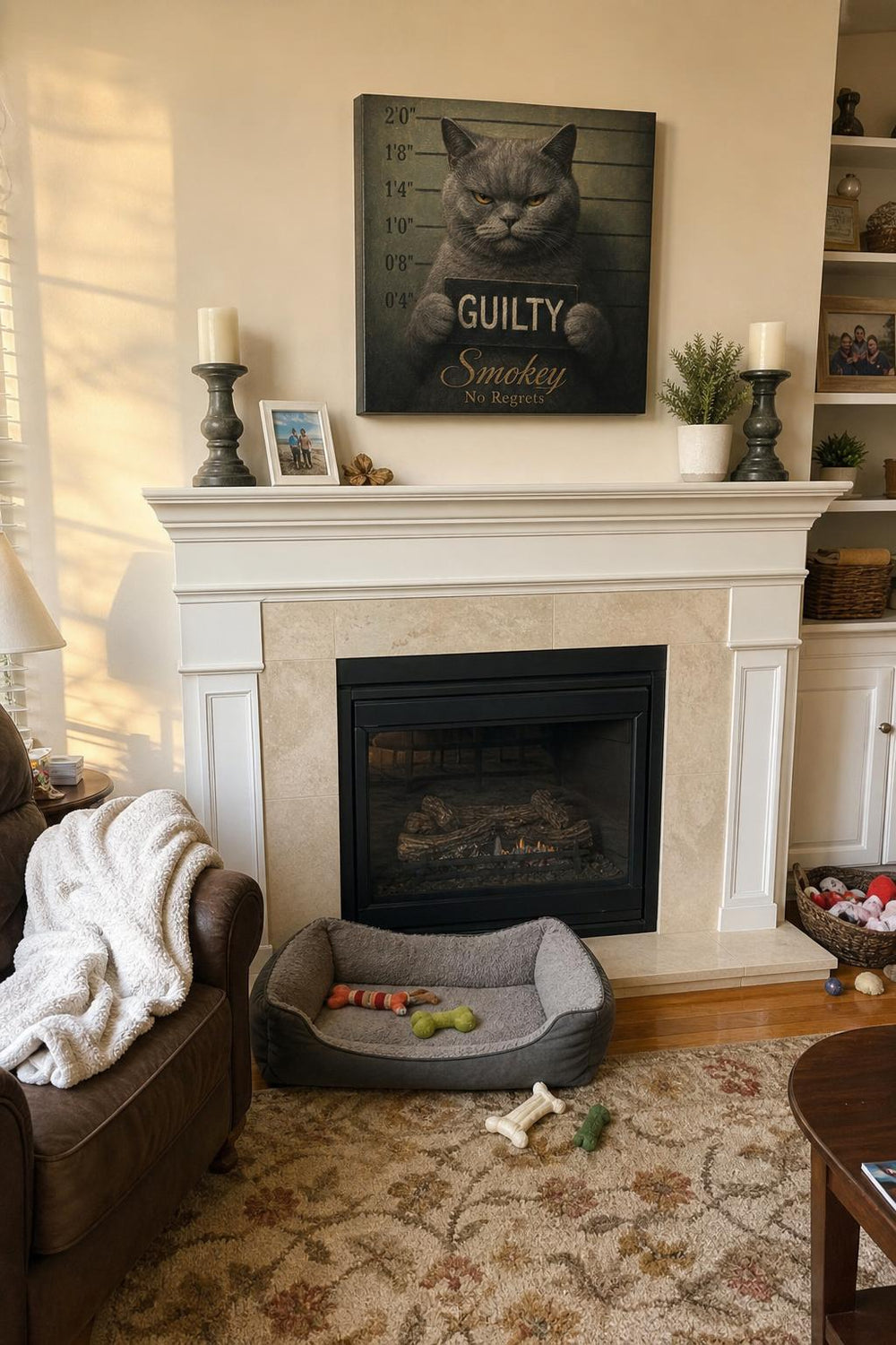 A Most Wanted personalized pet canvas in a customer's home