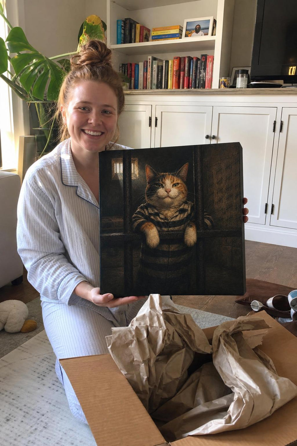 A Most Wanted personalized pet canvas in a customer's home