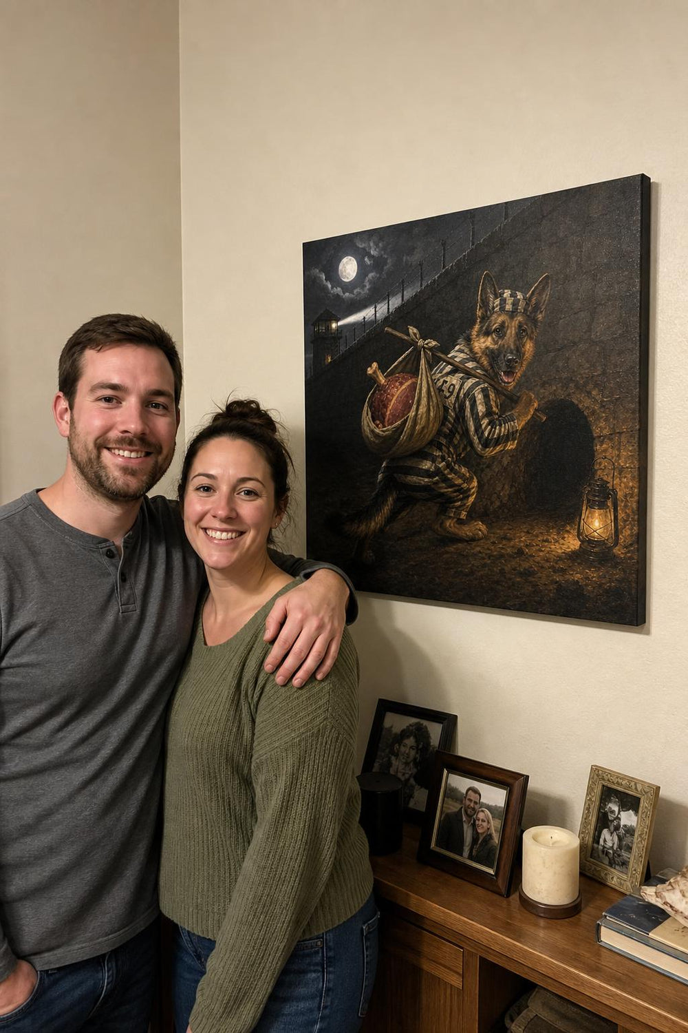 A Most Wanted personalized pet canvas in a customer's home